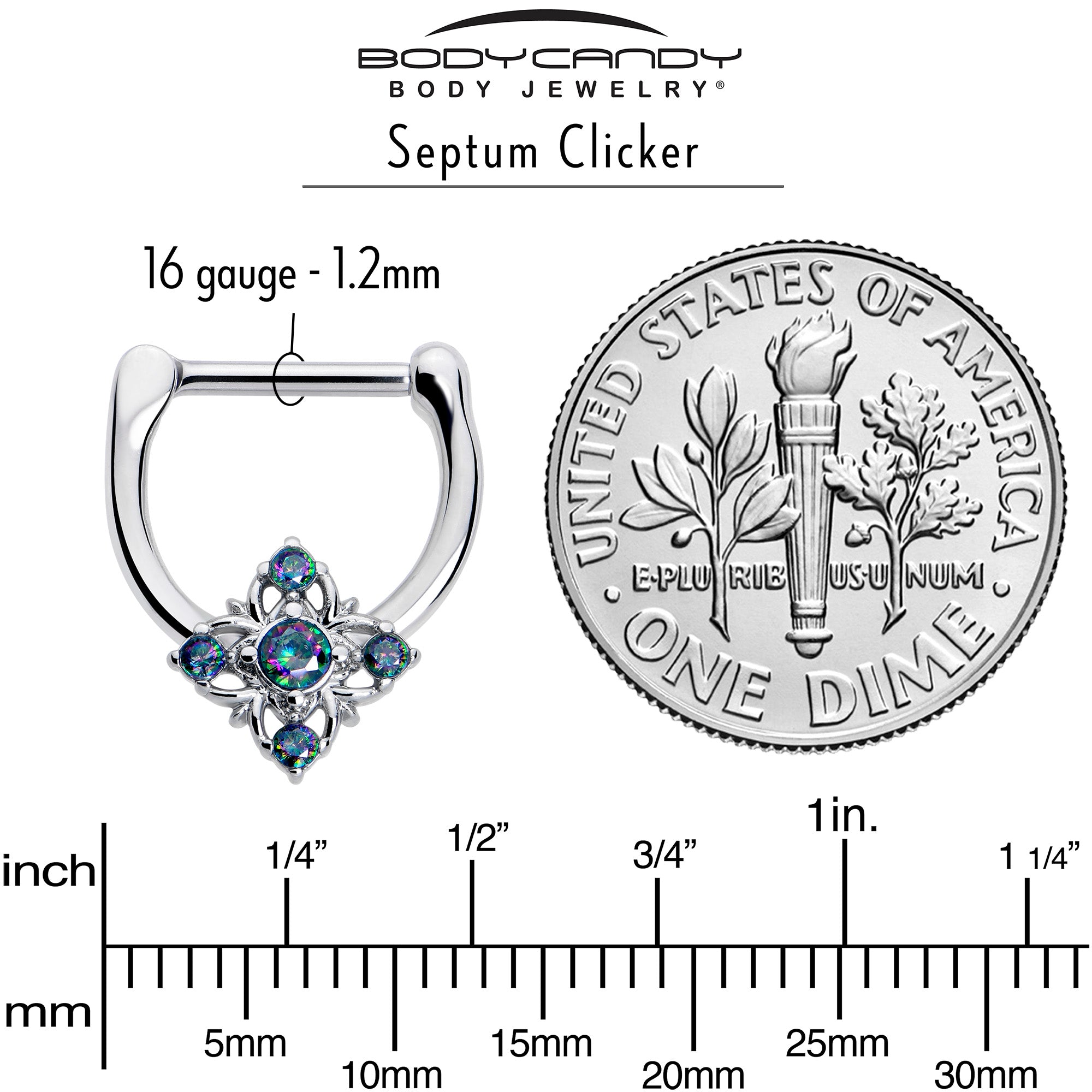 BodyCandy 16G 5/16 Vitrail CZ Gem Beauty Cross Cartilage Clicker — lifestyle context