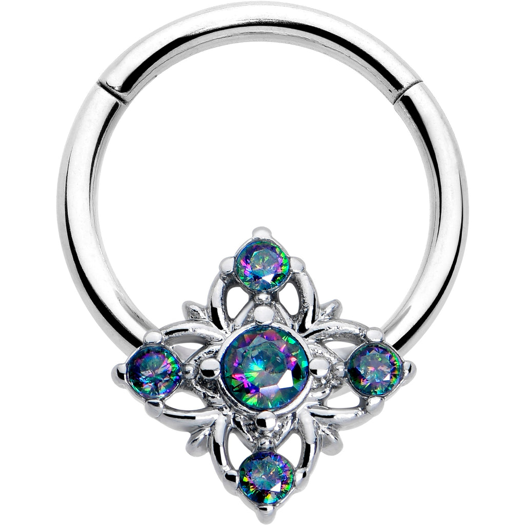 BodyCandy 16G 3/8 Vitrail CZ Gem Beauty Cross Hinged Segment Ring — main product shot