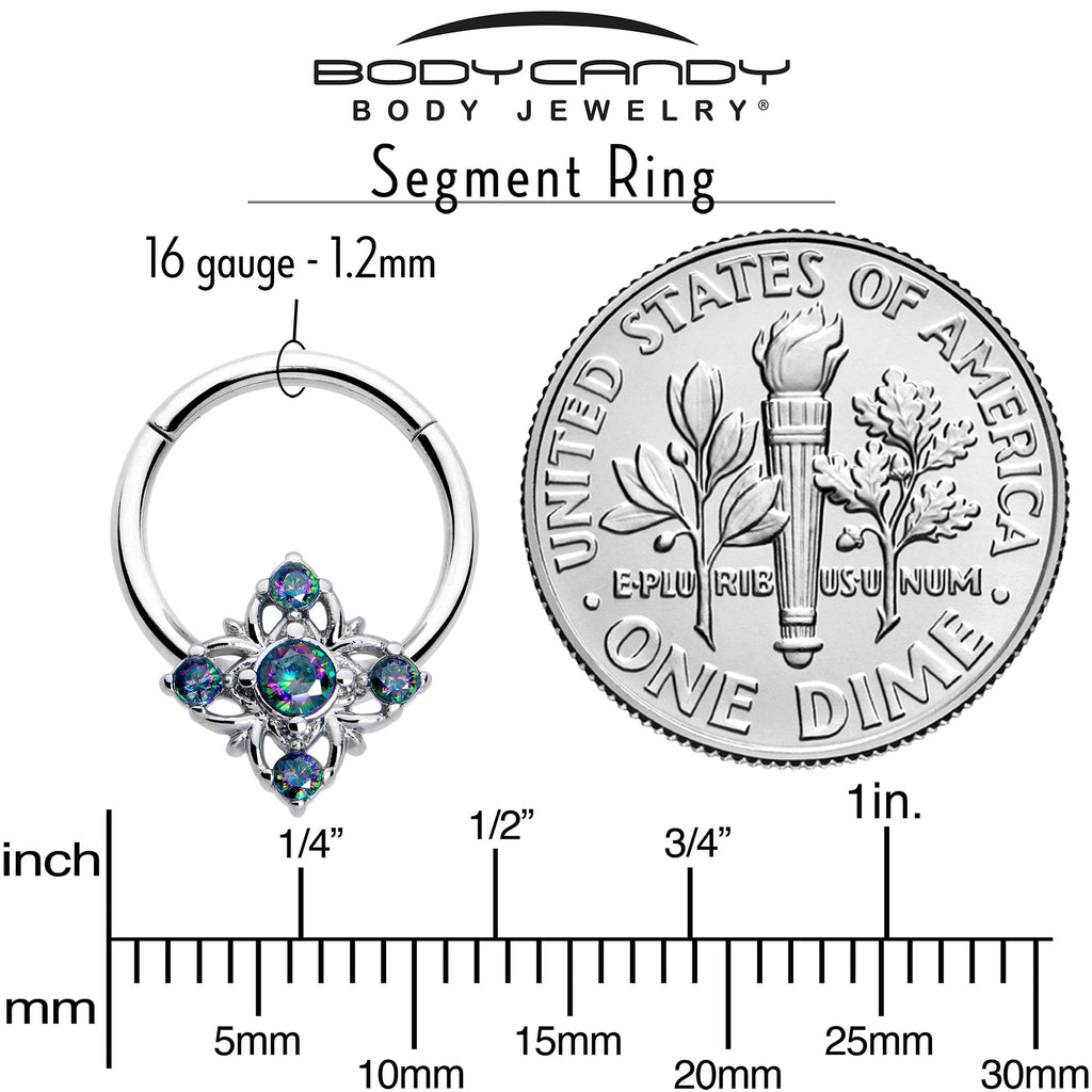 BodyCandy 16G 3/8 Vitrail CZ Gem Beauty Cross Hinged Segment Ring — lifestyle context