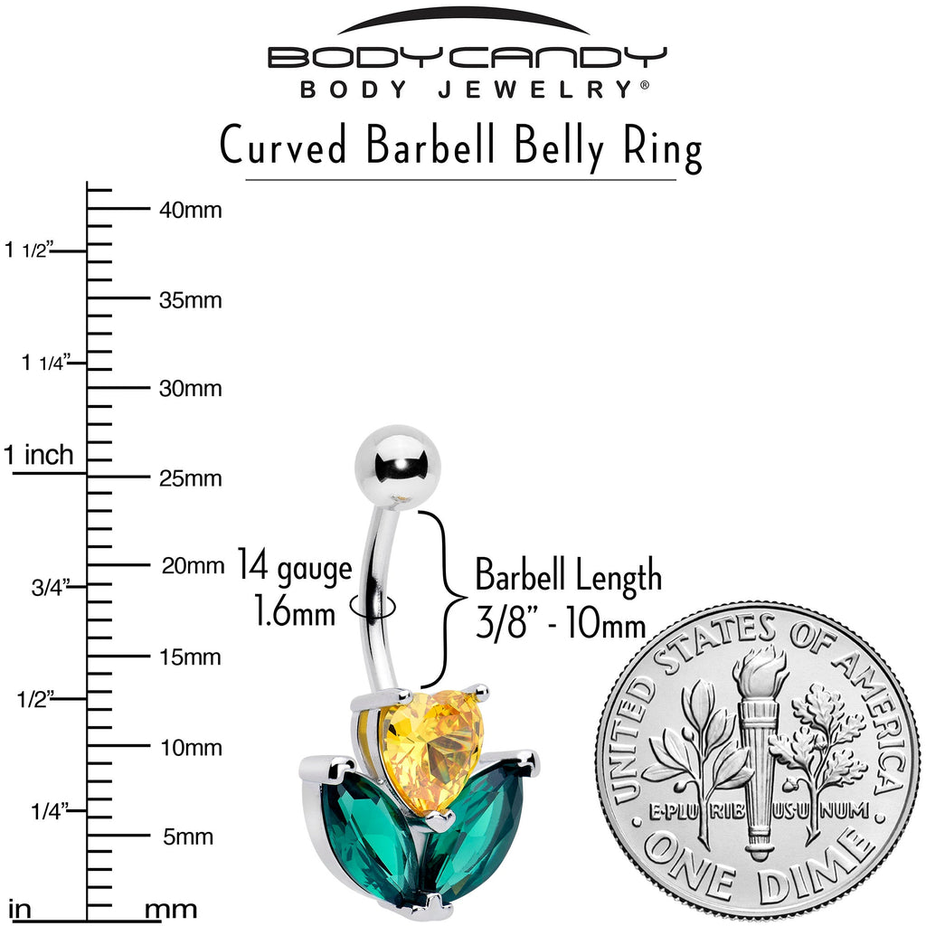 BodyCandy Green Yellow CZ Gem Love Flower Belly Ring — lifestyle context