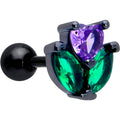 BodyCandy 16G 1/4 Purple Green CZ Gem Black Love Flower Cartilage Earring — main product shot