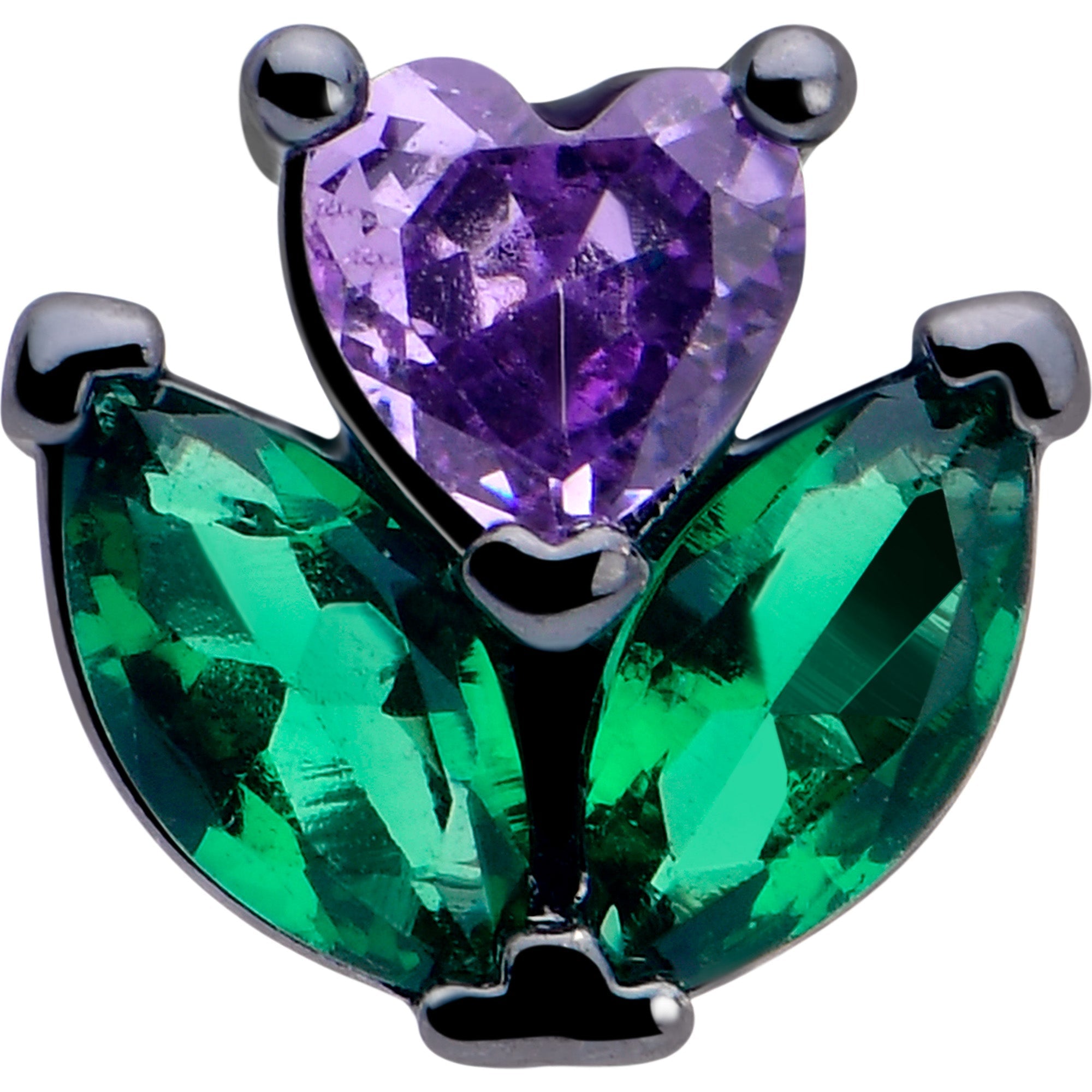BodyCandy 16G 5/16 Purple Green CZ Gem Black Love Flower Labret Monroe Tragus — lifestyle context