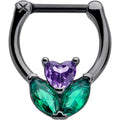 BodyCandy 16G 5/16 Purple Green CZ Gem Black Love Flower Cartilage Clicker — main product shot
