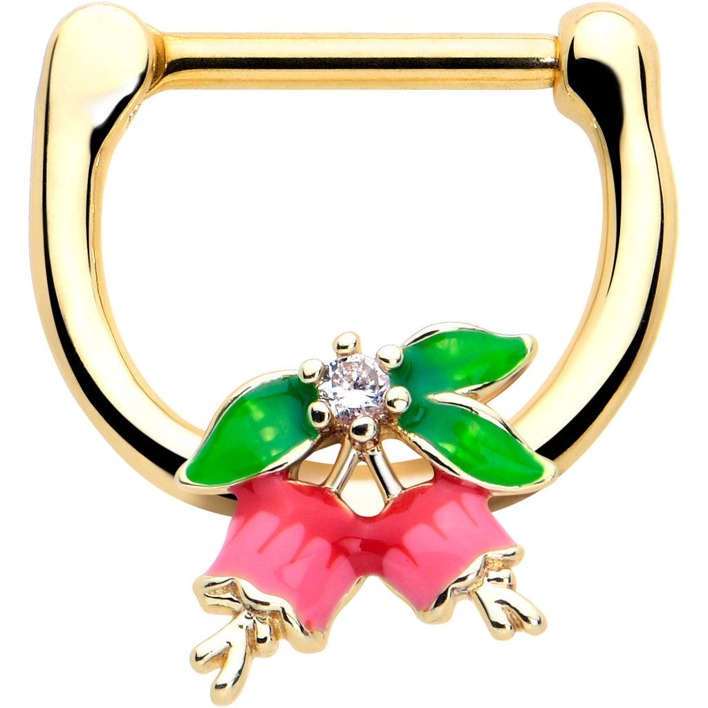 BodyCandy 16G 5/16 Clear CZ Gem Gold Tone Bell Flower Cartilage Clicker — main product shot