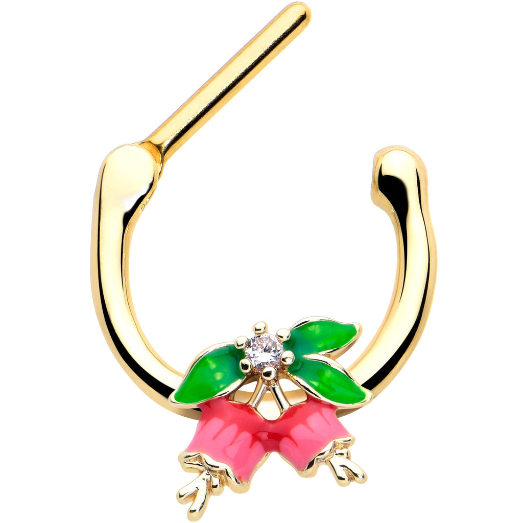 BodyCandy 16G 5/16 Clear CZ Gem Gold Tone Bell Flower Cartilage Clicker — detail close-up