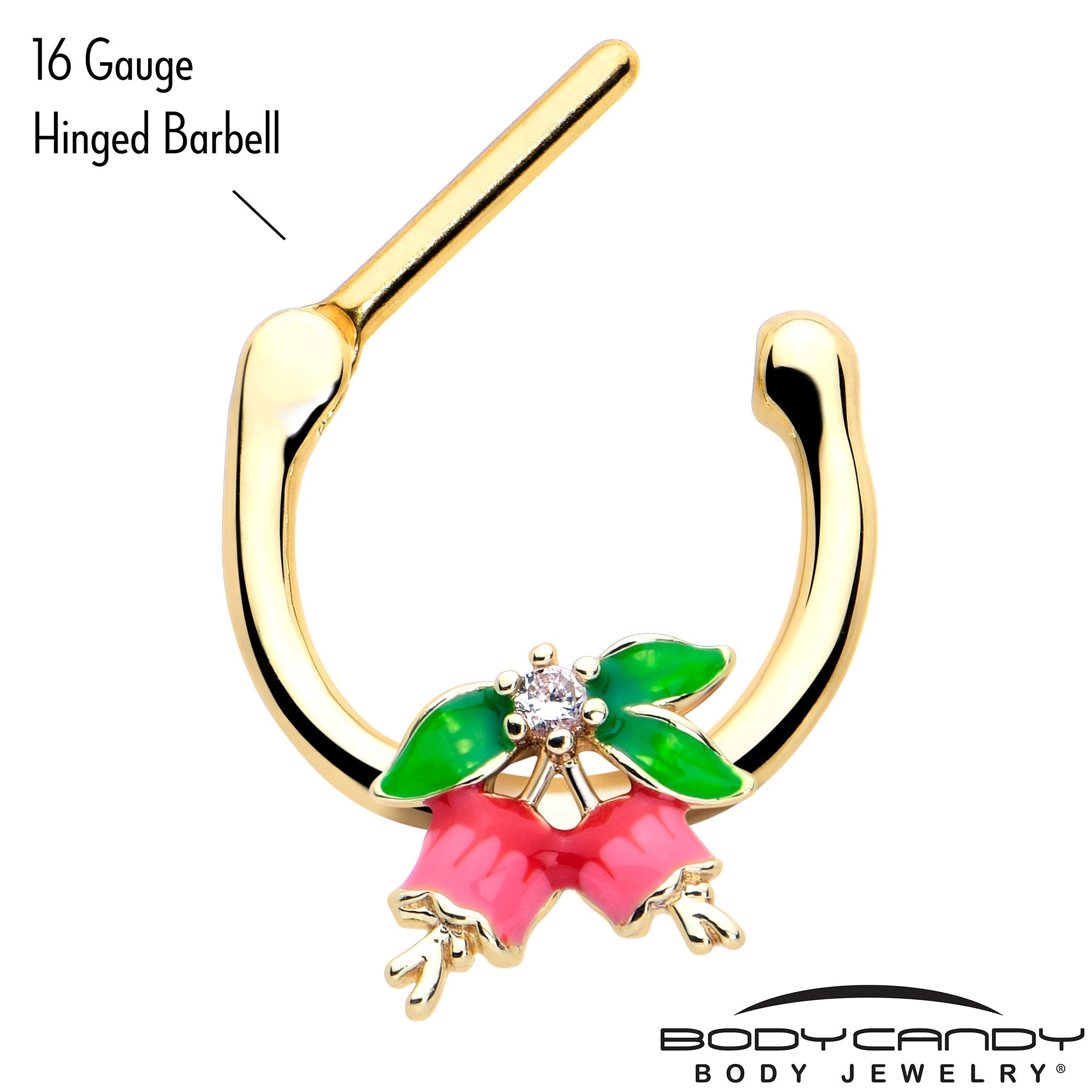 BodyCandy 16G 5/16 Clear CZ Gem Gold Tone Bell Flower Cartilage Clicker — lifestyle context