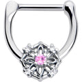 BodyCandy 16G 5/16 Pink Clear CZ Gem Flower Circle Cartilage Clicker — main product shot