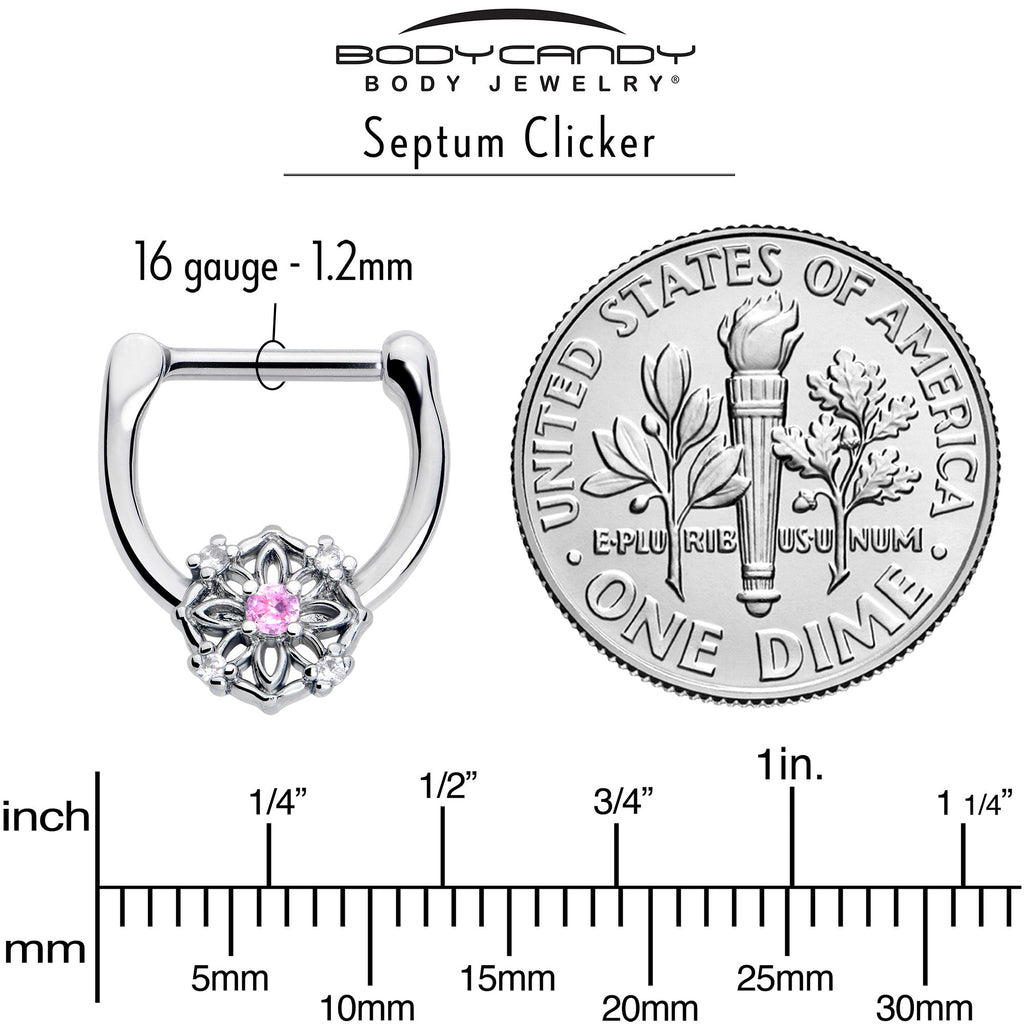 BodyCandy 16G 5/16 Pink Clear CZ Gem Flower Circle Cartilage Clicker — lifestyle context