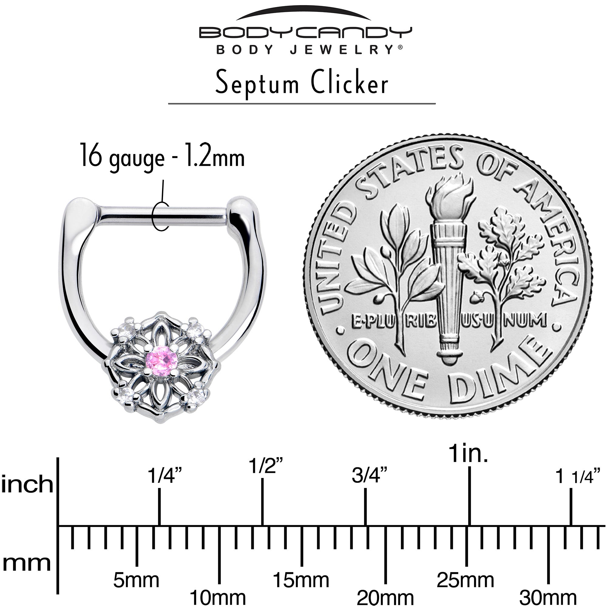 BodyCandy 16G 5/16 Pink Clear CZ Gem Flower Circle Cartilage Clicker — lifestyle context