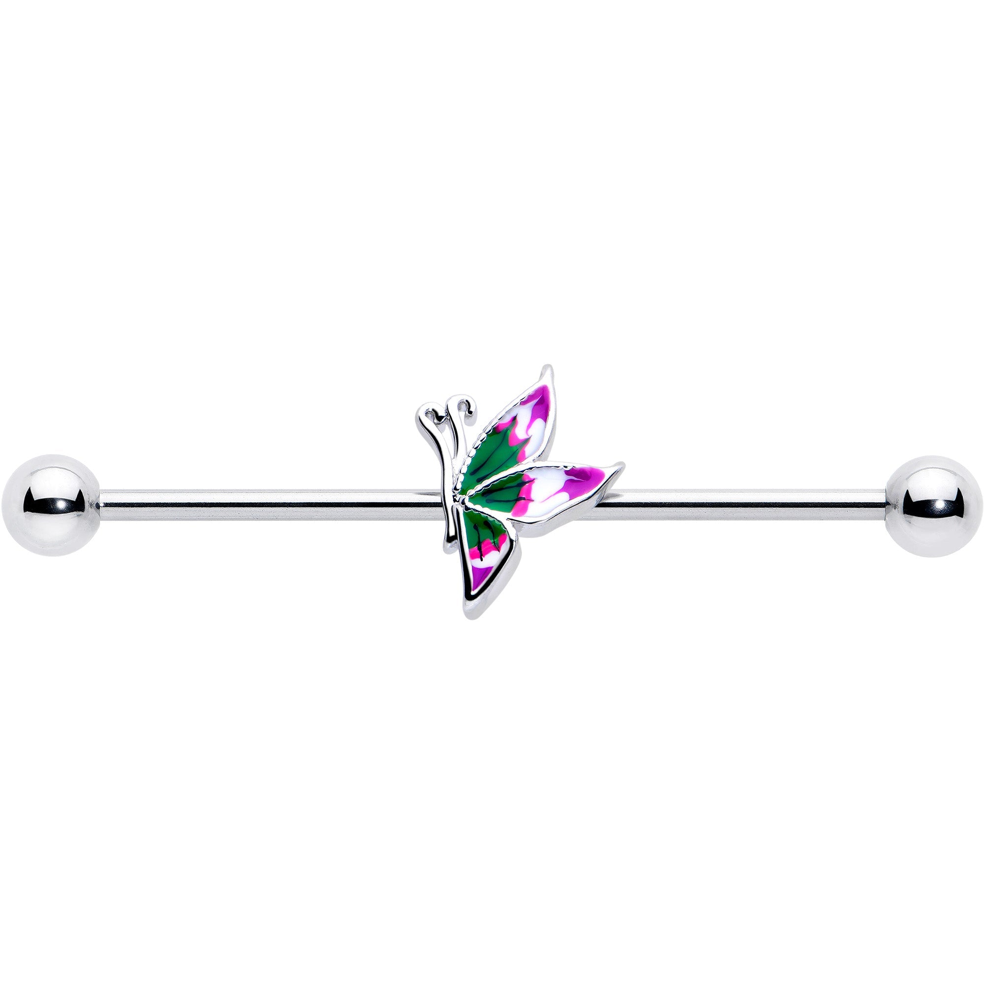 BodyCandy 14G Profile Butterfly Industrial Barbell 38mm — lifestyle context