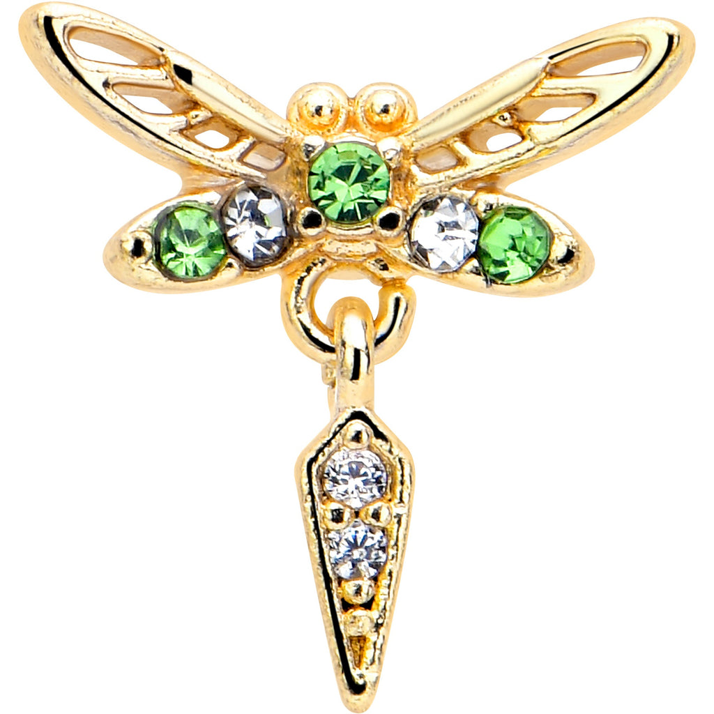 BodyCandy 16G 1/4 Green Gem Gold Tone Swank Dragonfly Dangle Cartilage Earring — lifestyle context