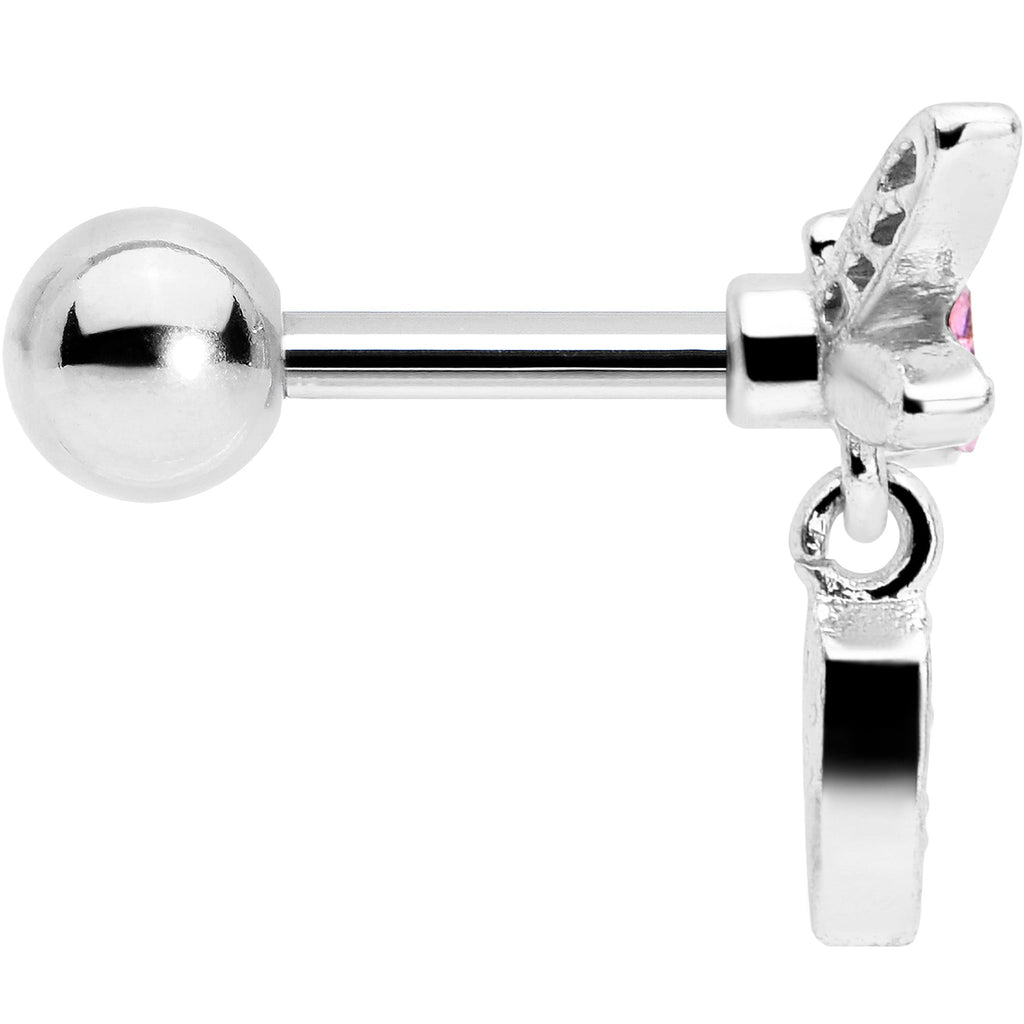 BodyCandy 16G 1/4 Pink Gem Swank Dragonfly Dangle Cartilage Earring — side view