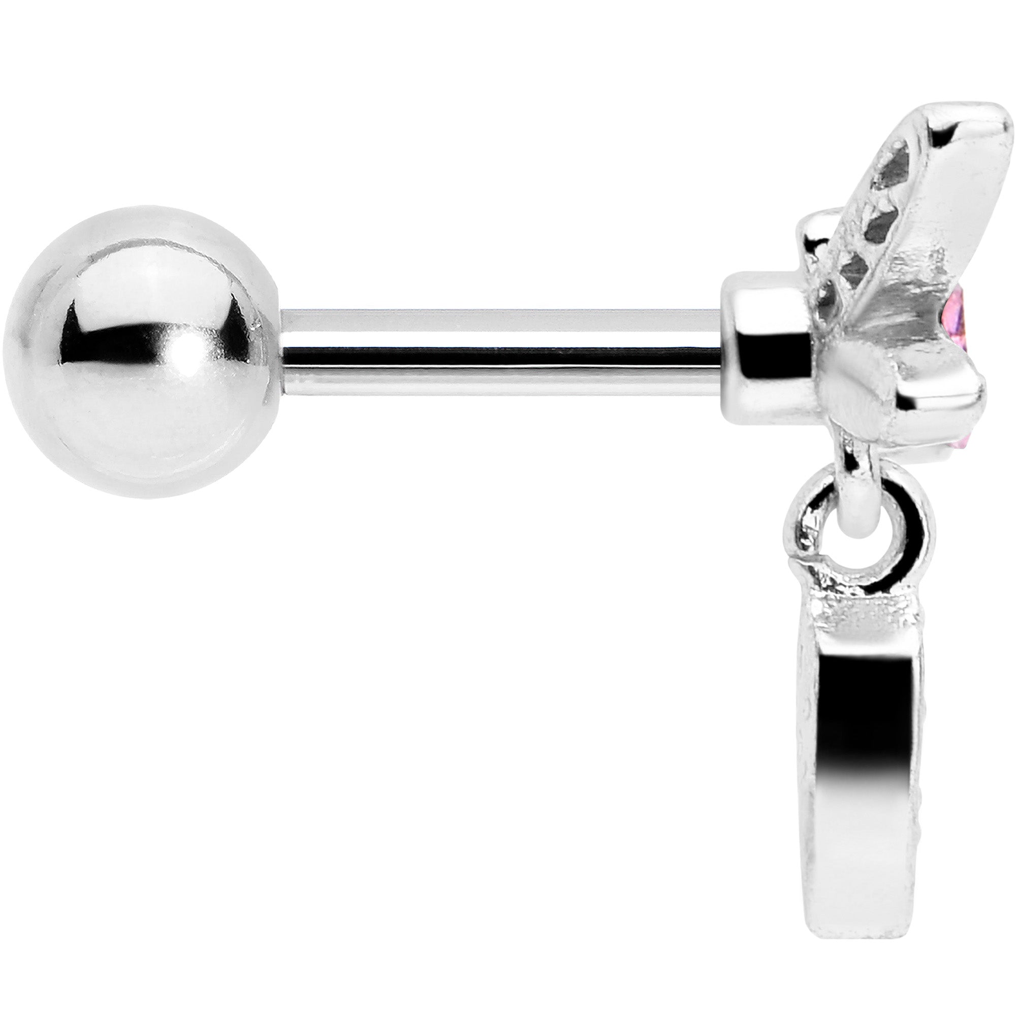 BodyCandy 16G 1/4 Pink Gem Swank Dragonfly Dangle Cartilage Earring — side view