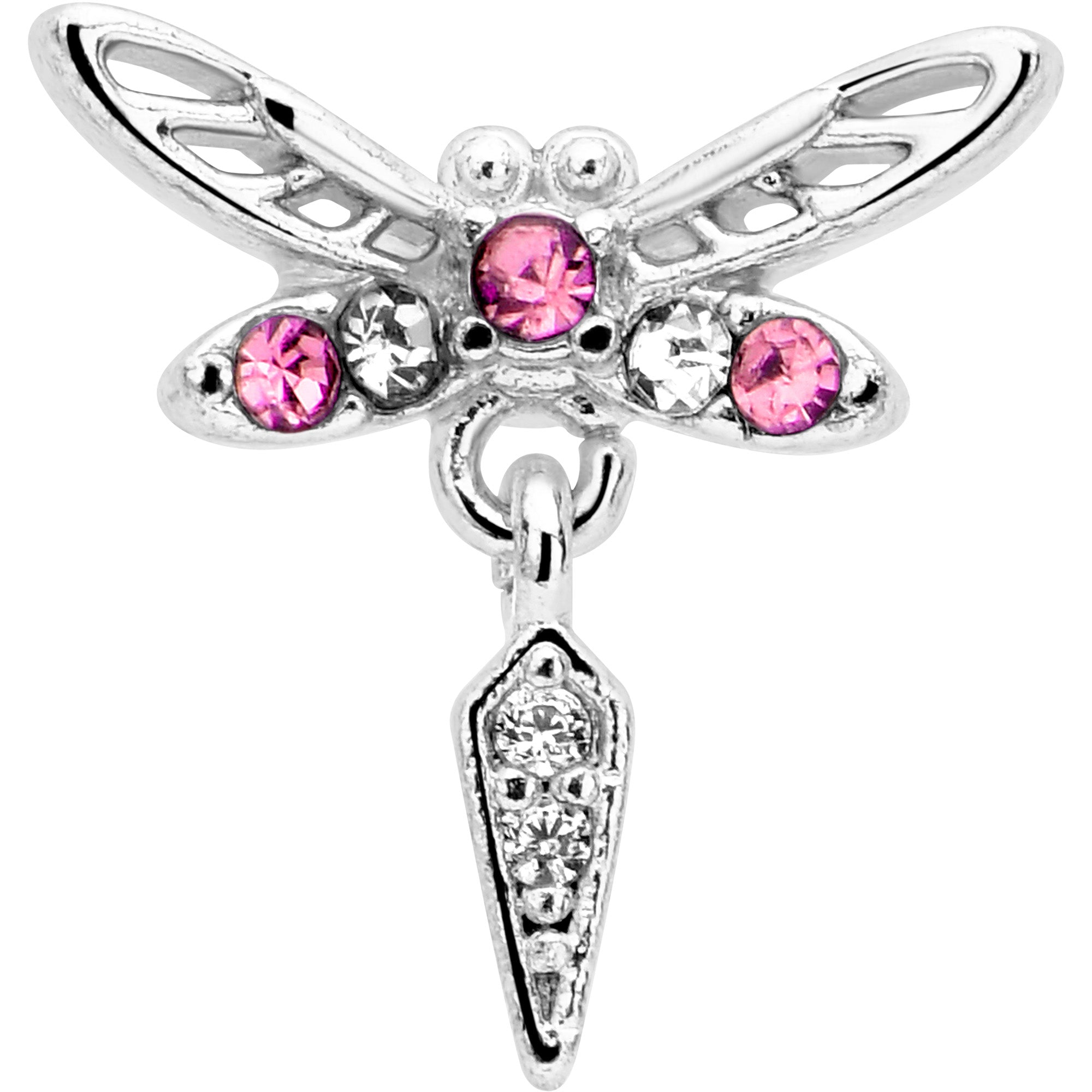 BodyCandy 16G 5/16 Pink Gem Swank Dragonfly Dangle Labret Monroe Tragus — lifestyle context