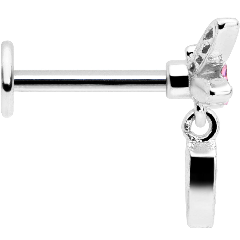 BodyCandy 16G 5/16 Pink Gem Swank Dragonfly Dangle Labret Monroe Tragus — side view