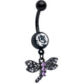 BodyCandy Purple CZ Gem Black Night Dragonfly Dangle Belly Ring — main product shot