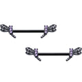 BodyCandy 14G 9/16 Purple CZ Gem Black Night Dragonfly Barbell Nipple Ring Set — main product shot