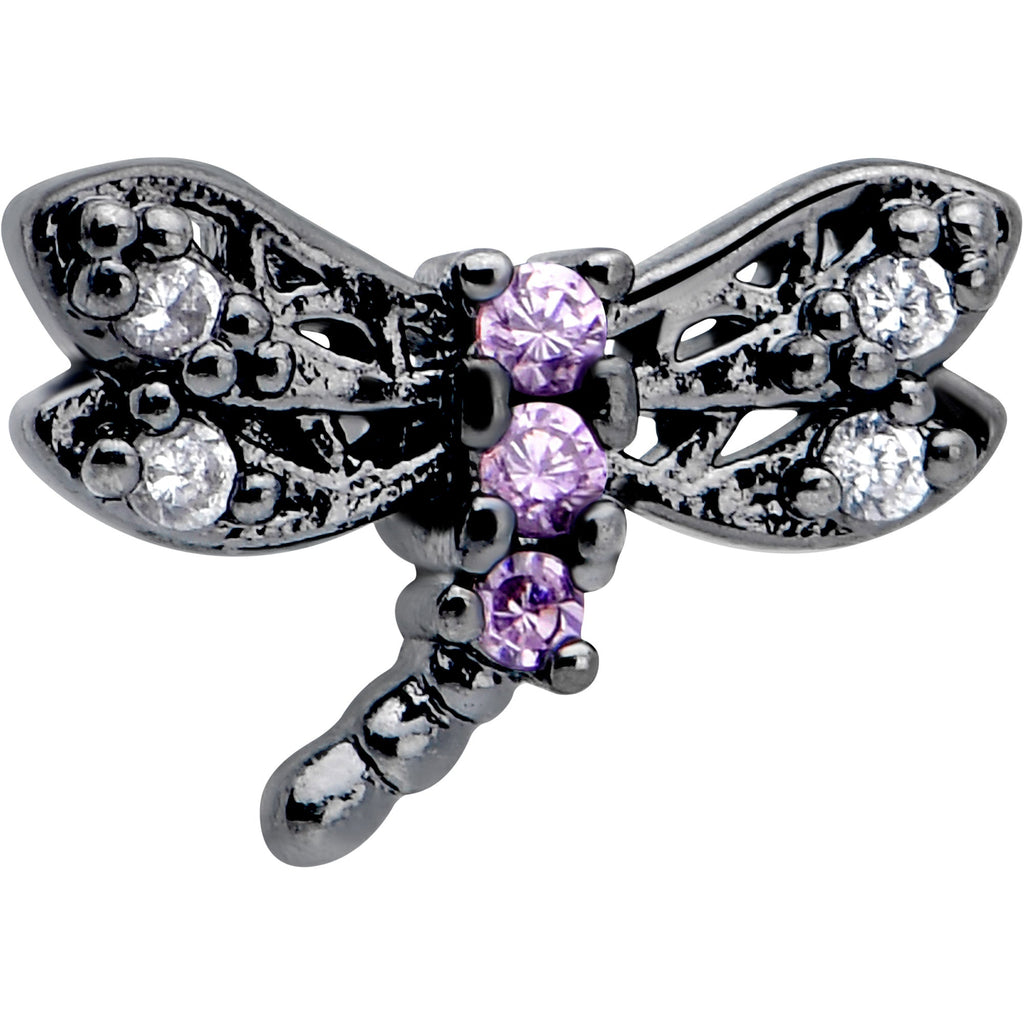 BodyCandy 20G 7mm Purple CZ Gem Black Night Dragonfly L Shape Nose Ring — lifestyle context