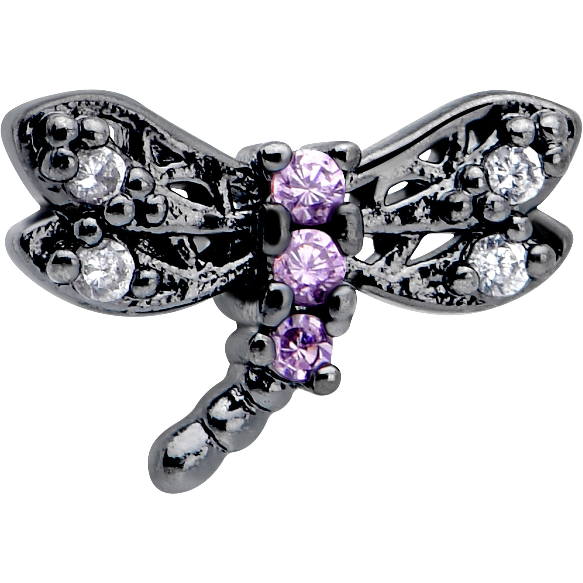 BodyCandy 20G 7mm Purple CZ Gem Black Night Dragonfly L Shape Nose Ring — lifestyle context