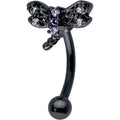 BodyCandy 16G 5/16 Purple CZ Gem Black Night Dragonfly Curved Eyebrow Ring — main product shot