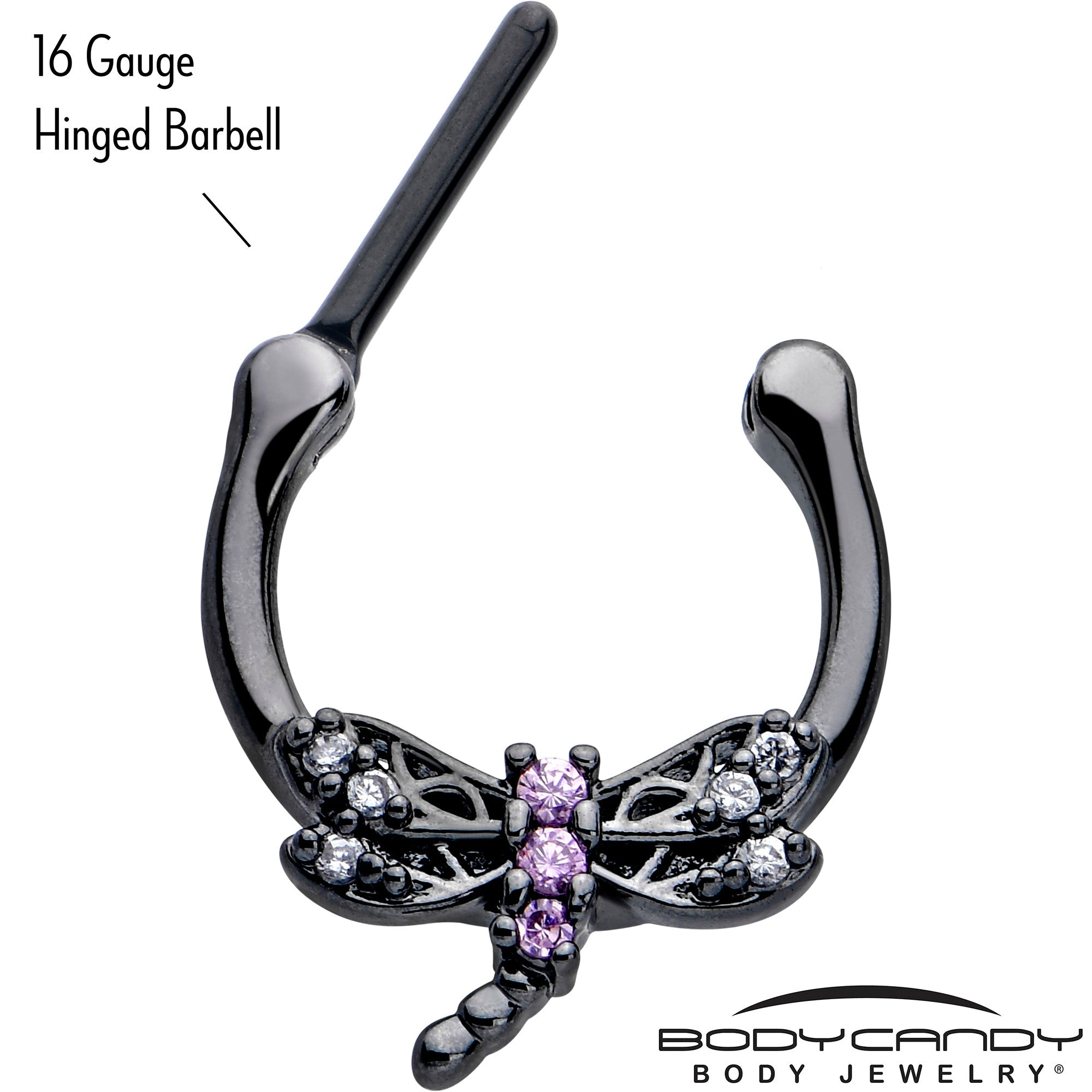 BodyCandy 16G 5/16 Purple CZ Gem Black Night Dragonfly Cartilage Clicker — lifestyle context