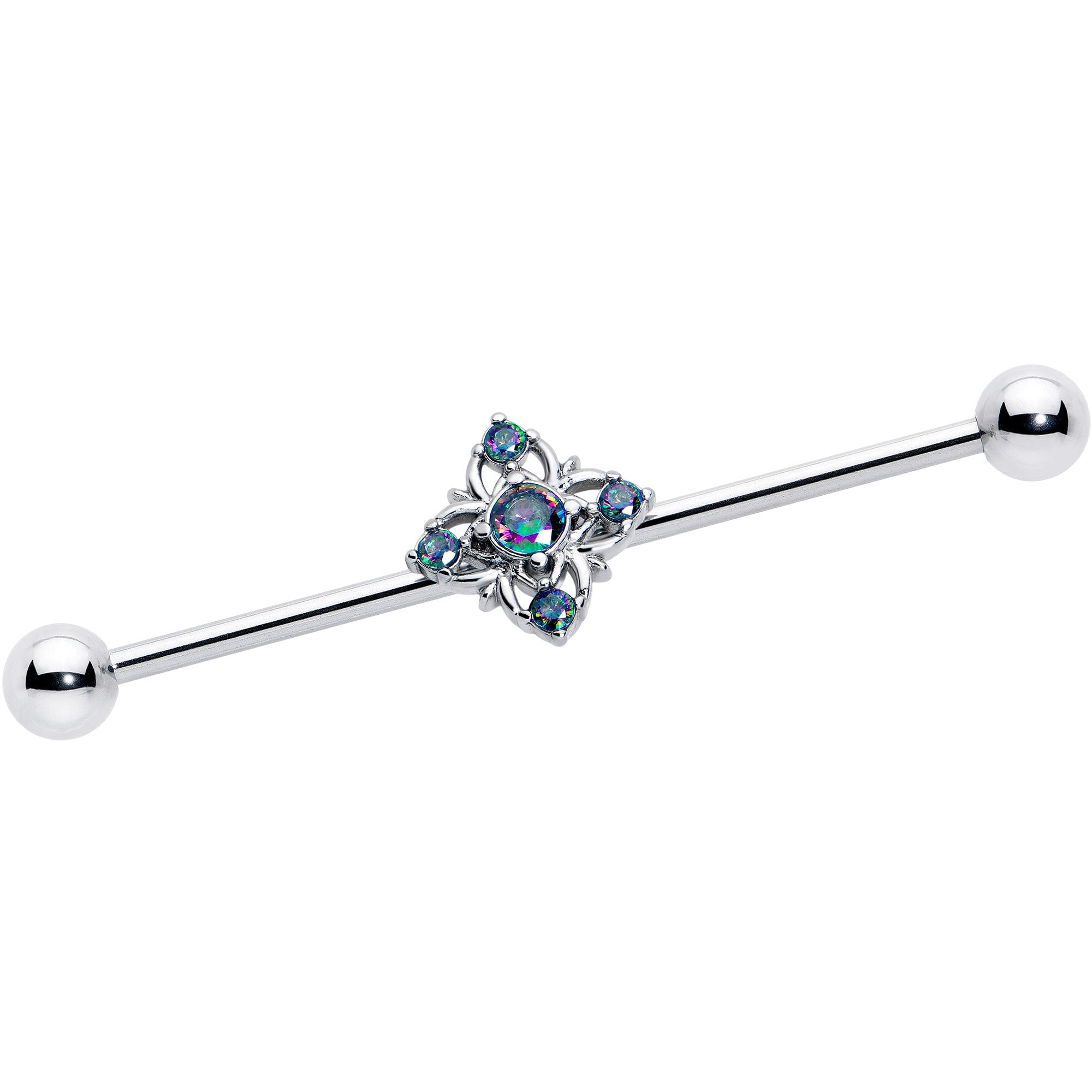 BodyCandy 14G Vitrail CZ Gem Beauty Cross Industrial Barbell 38mm — main product shot
