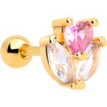 BodyCandy 16G 1/4 Pink CZ Gem Gold Tone Love Flower Cartilage Tragus Earring — main product shot