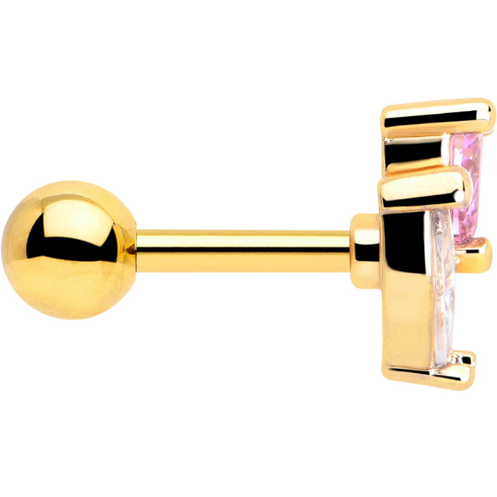 BodyCandy 16G 1/4 Pink CZ Gem Gold Tone Love Flower Cartilage Tragus Earring — lifestyle context