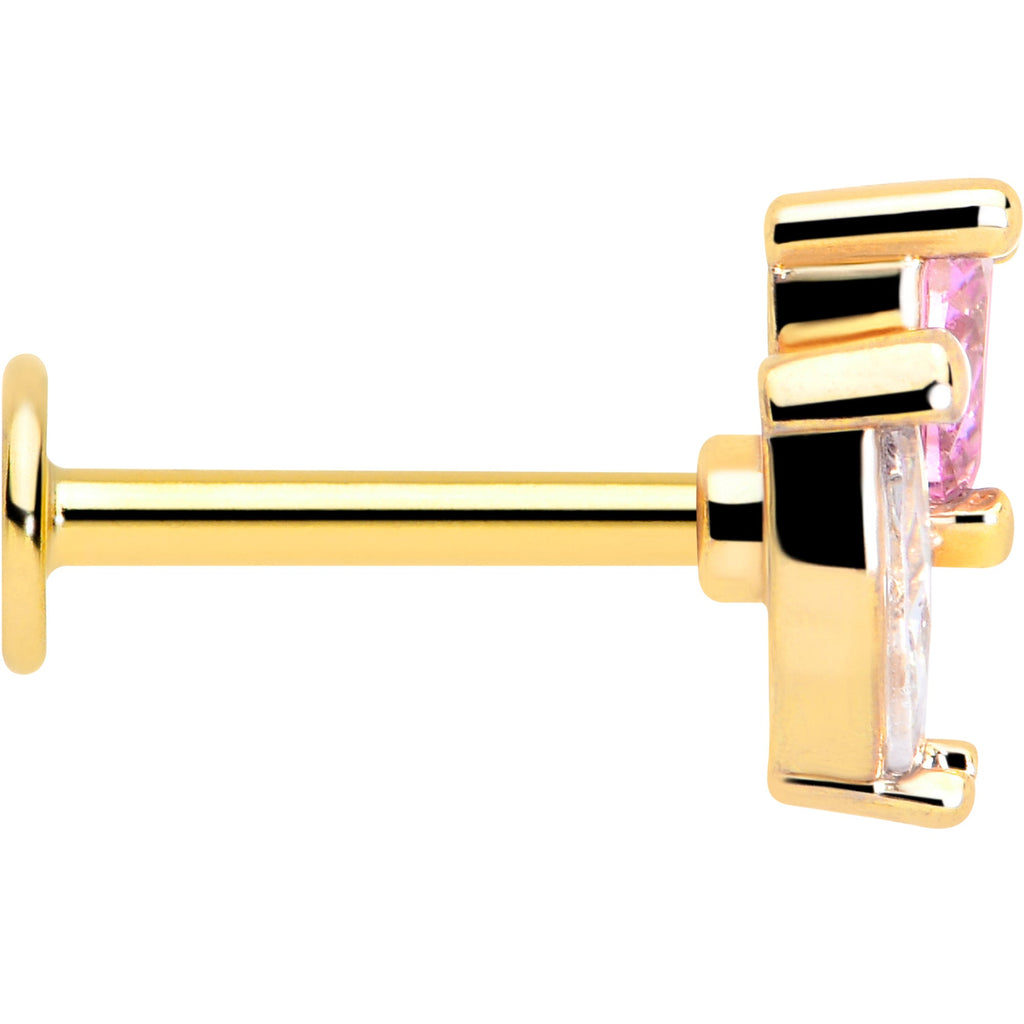 BodyCandy 16G 5/16 Pink CZ Gem Gold Tone Love Flower Labret Monroe Tragus — lifestyle context