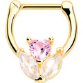 BodyCandy 16G 5/16 Pink CZ Gem Gold Tone Love Flower Cartilage Clicker — main product shot