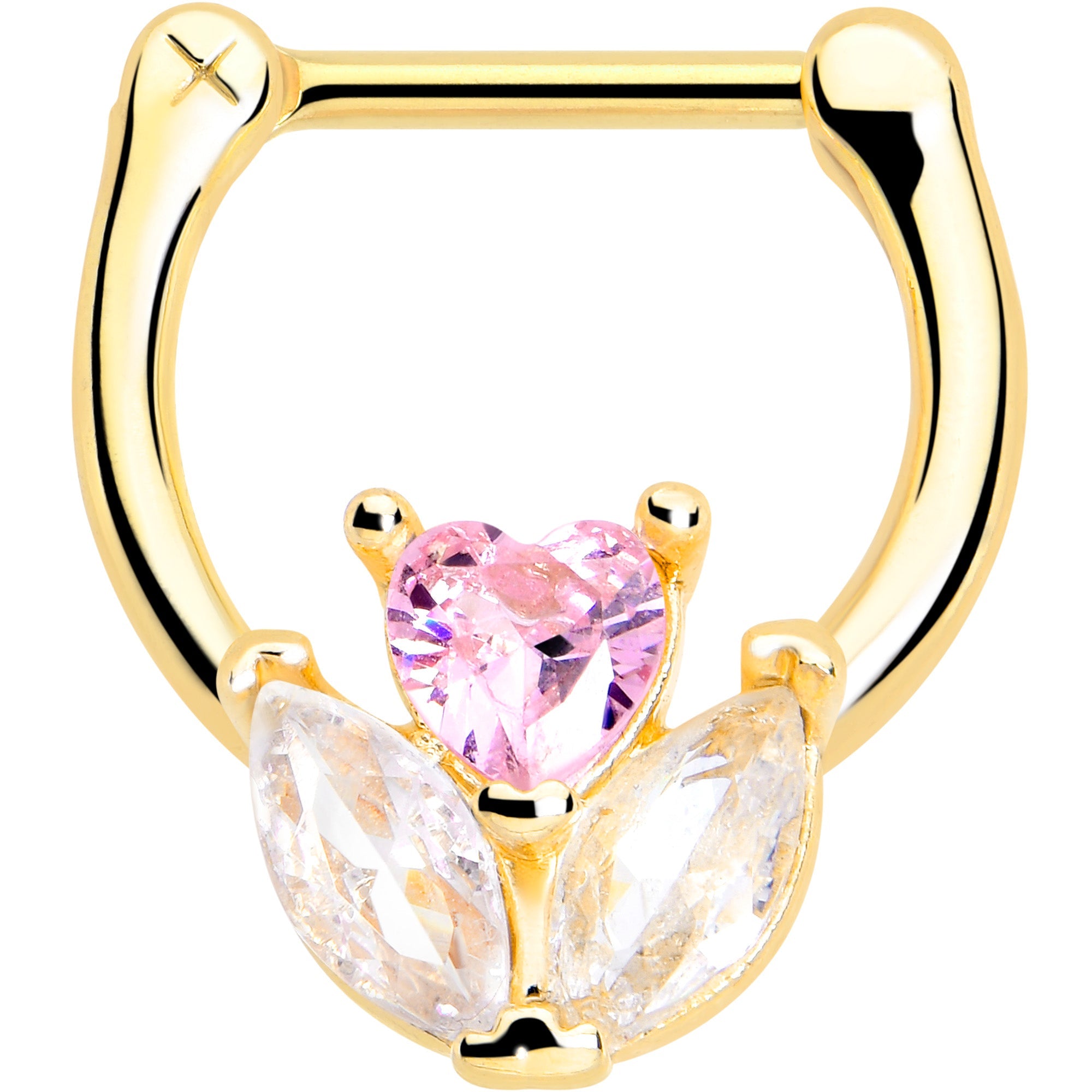 BodyCandy 16G 5/16 Pink CZ Gem Gold Tone Love Flower Cartilage Clicker — main product shot