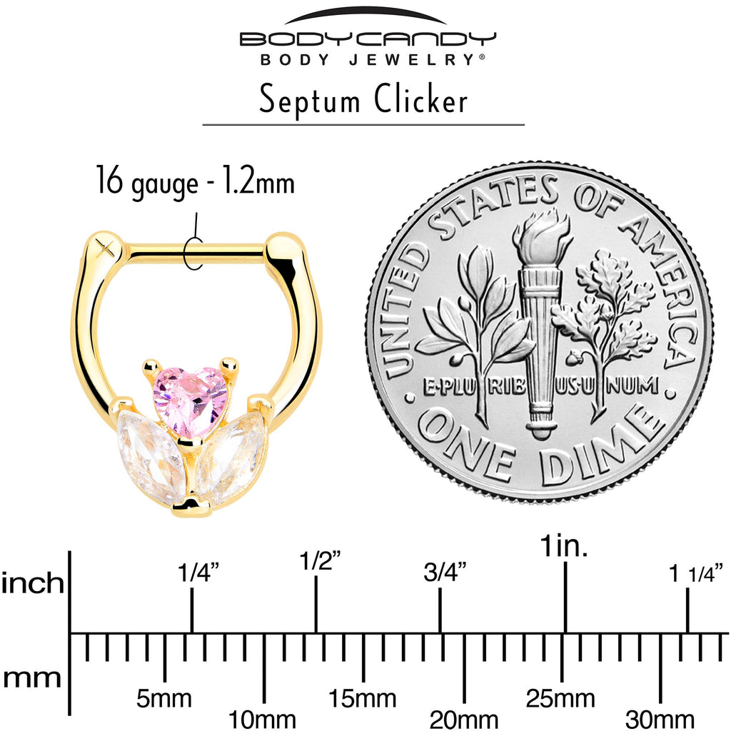 BodyCandy 16G 5/16 Pink CZ Gem Gold Tone Love Flower Cartilage Clicker — lifestyle context