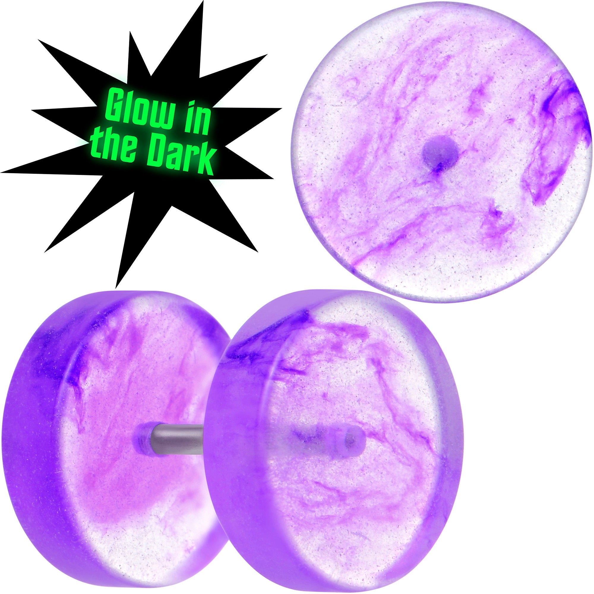 BodyCandy Glow in the Dark Two Tone Cheater Plug Set — size reference