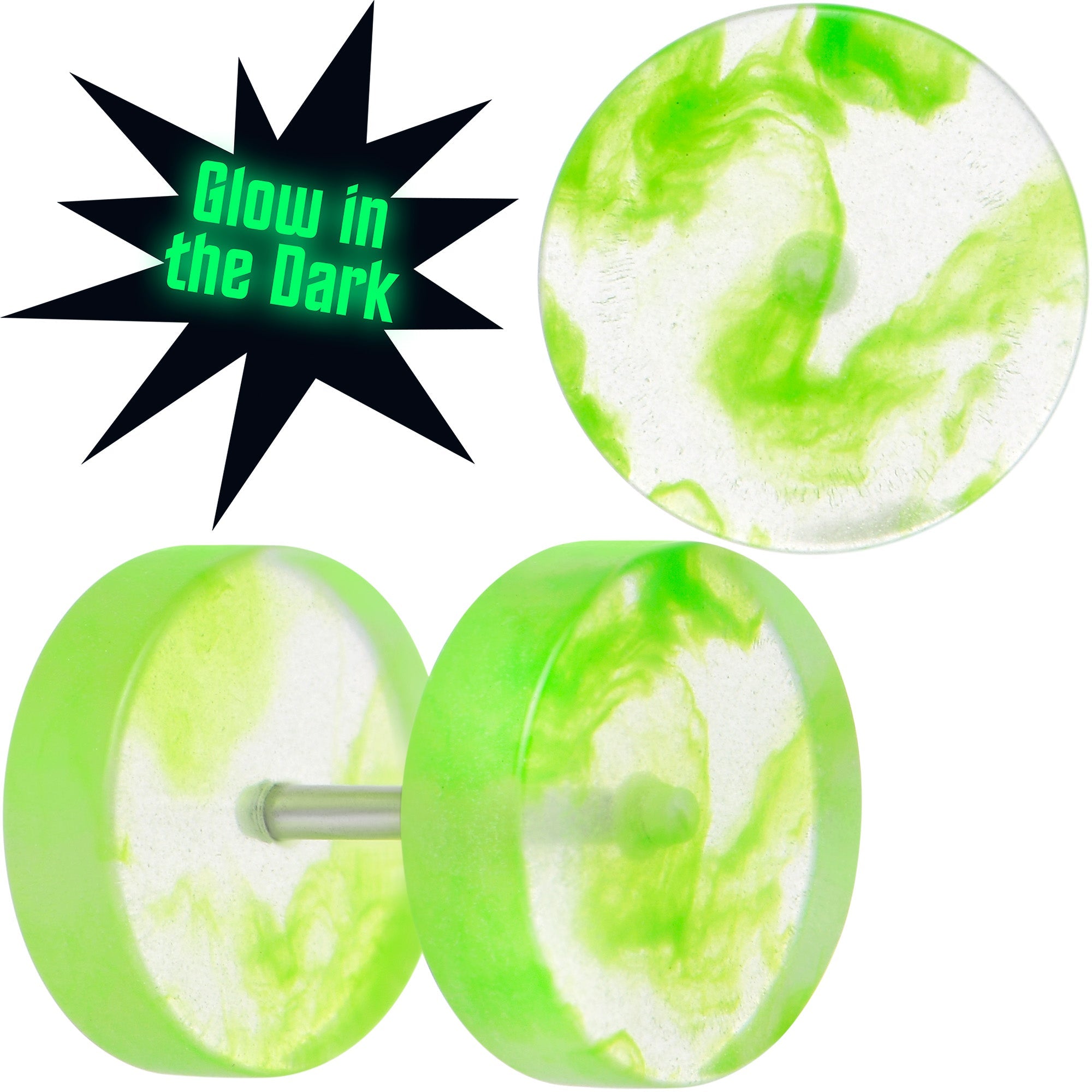 BodyCandy Glow in the Dark Two Tone Cheater Plug Set — color detail