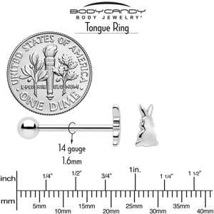 BodyCandy Bunny Rabbit Easter Barbell Tongue Ring — back view