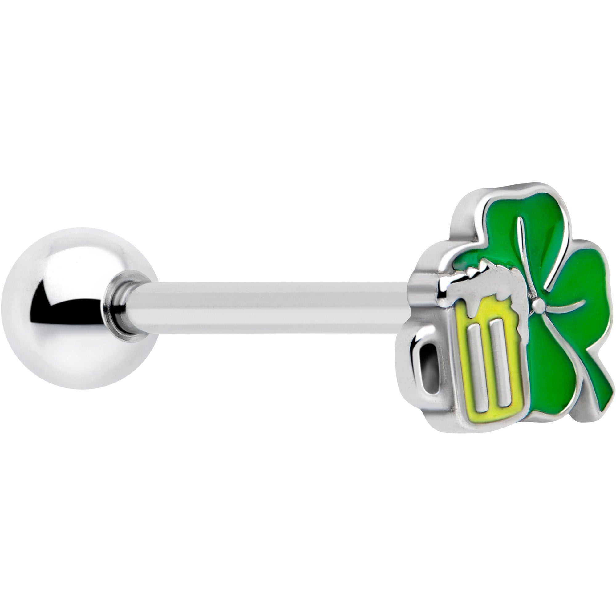 BodyCandy Beer Shamrock St Patricks Barbell Tongue Ring — main product shot
