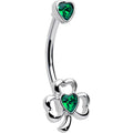 BodyCandy Green Gem Heart Shamrock St Patricks Day Double Mount Belly Ring — main product shot