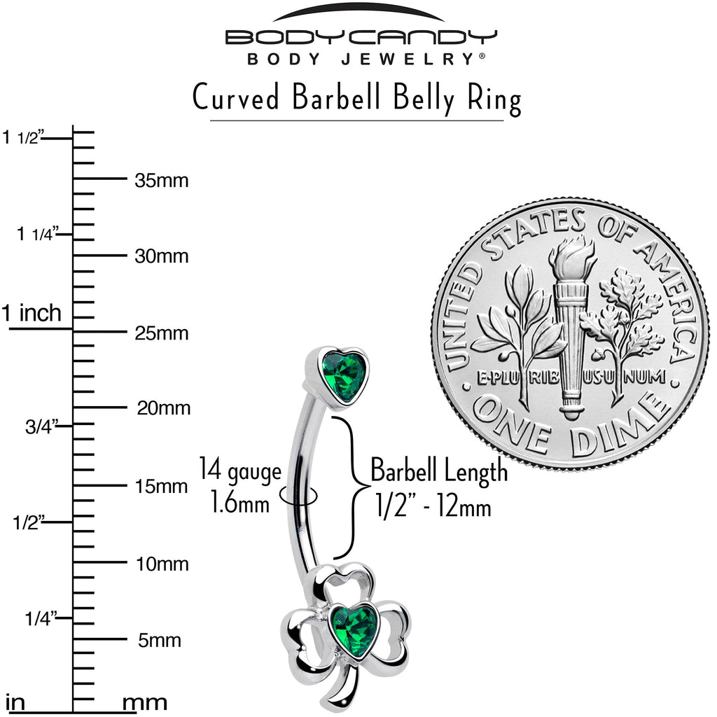 BodyCandy Green Gem Heart Shamrock St Patricks Day Double Mount Belly Ring — lifestyle context