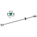 BodyCandy 14G Green Gem Heart Shamrock St Patricks Day Industrial Barbell 38mm — main product shot