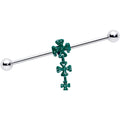 BodyCandy 14G Polka Dot Shamrock St Patricks Dangle Industrial Barbell 38mm — main product shot