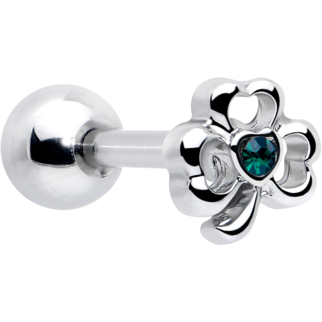 BodyCandy 16G 5/16 Green Gem Heart Shamrock St Patricks Cartilage Earring — main product shot
