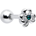 BodyCandy 16G 5/16 Green Gem Heart Shamrock St Patricks Cartilage Earring — main product shot