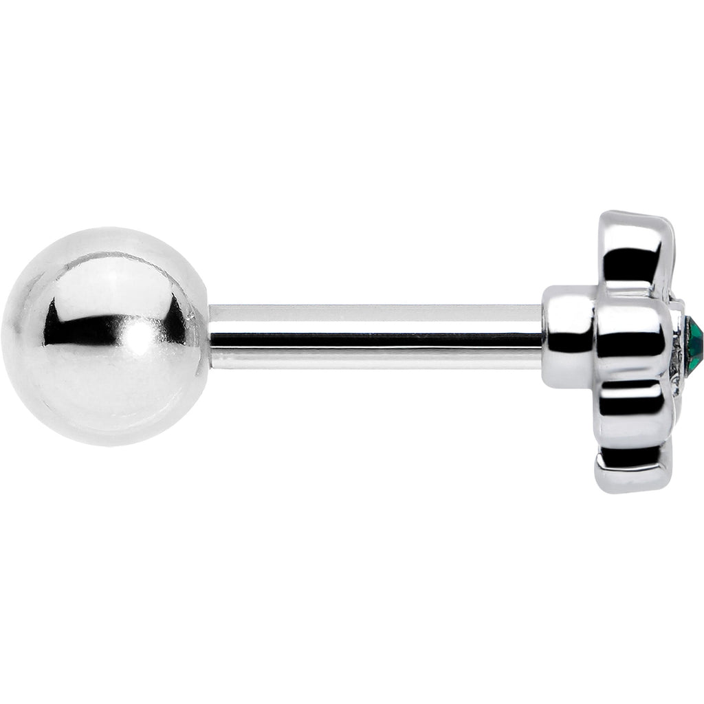 BodyCandy 16G 5/16 Green Gem Heart Shamrock St Patricks Cartilage Earring — side view