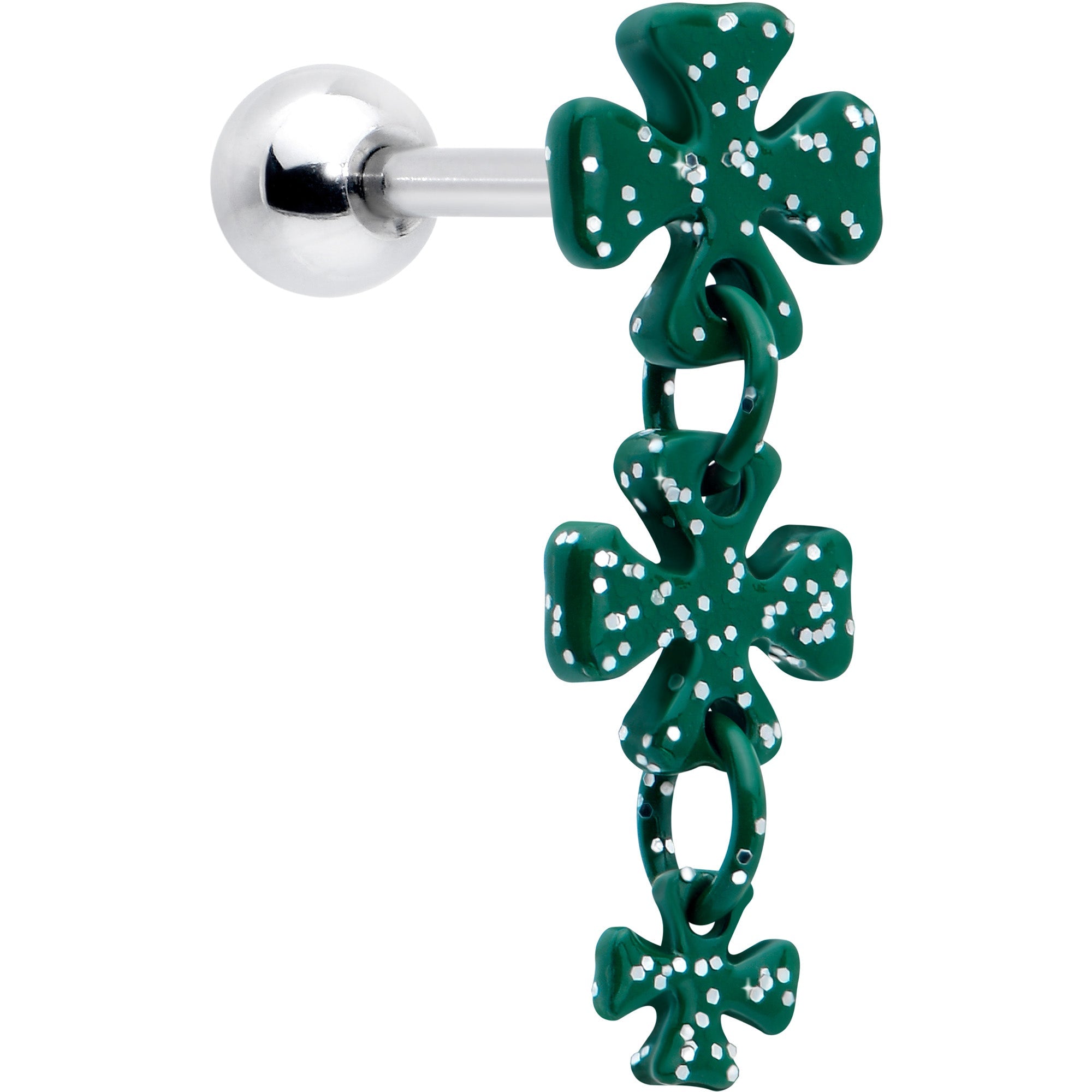 BodyCandy 16G 5/16 Polka Dot Shamrock Dangle Cartilage Tragus Earring — main product shot