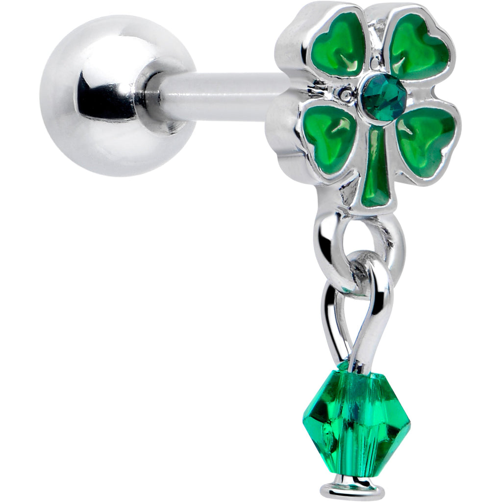 BodyCandy 16G 5/16 Green Gem Shamrock Glam St Patricks Dangle Cartilage Earring — main product shot