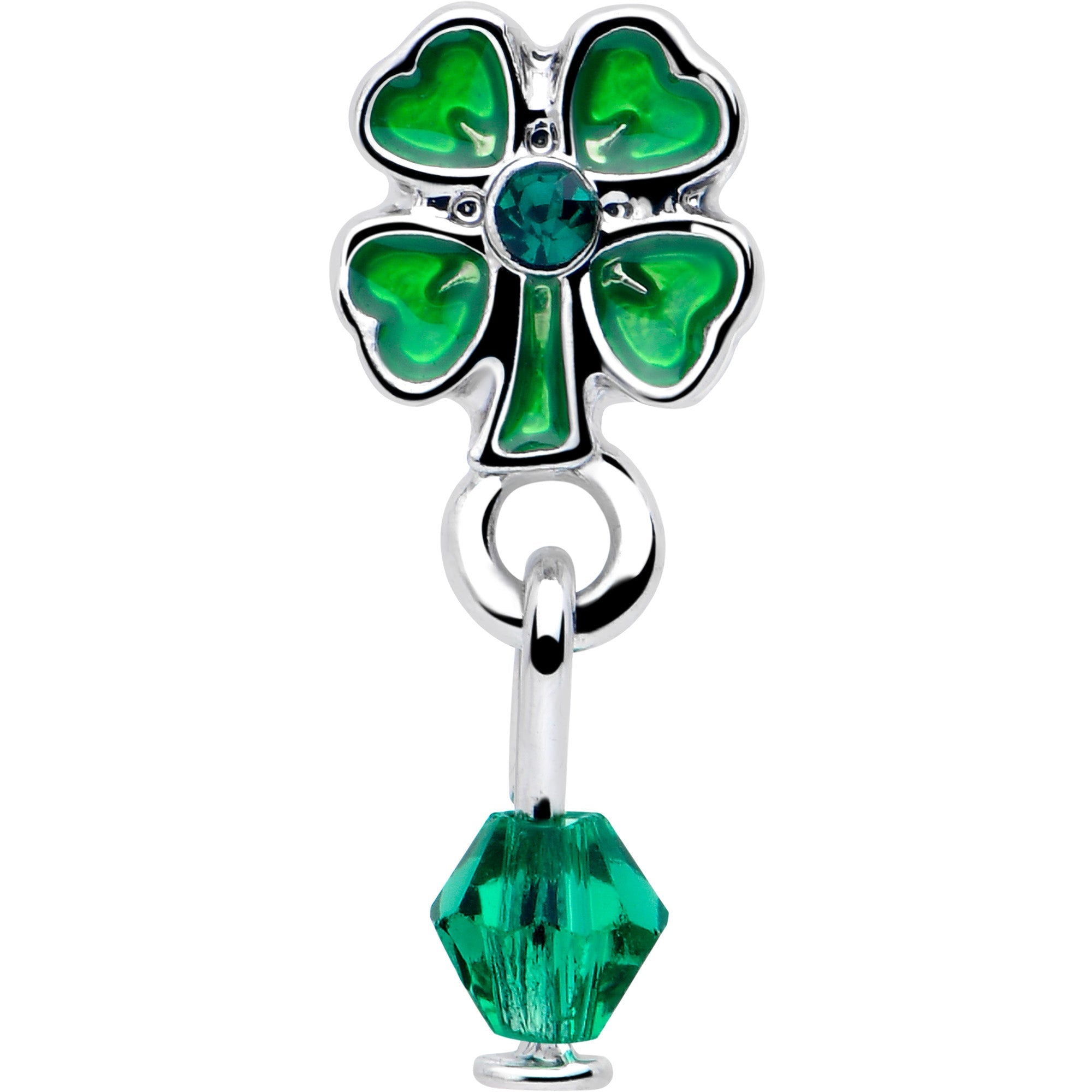 BodyCandy 16G 5/16 Green Gem Shamrock Glam St Patricks Dangle Cartilage Earring — lifestyle context