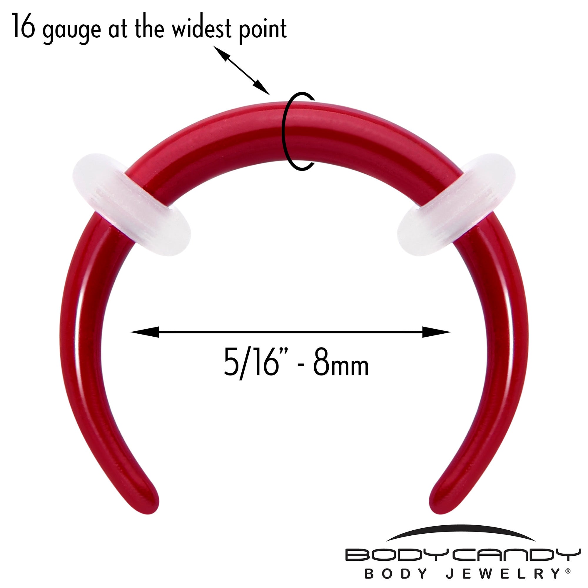 BodyCandy Stainless Steel Crescent Pincher Septum Ring - 14G and 16G — detail close-up