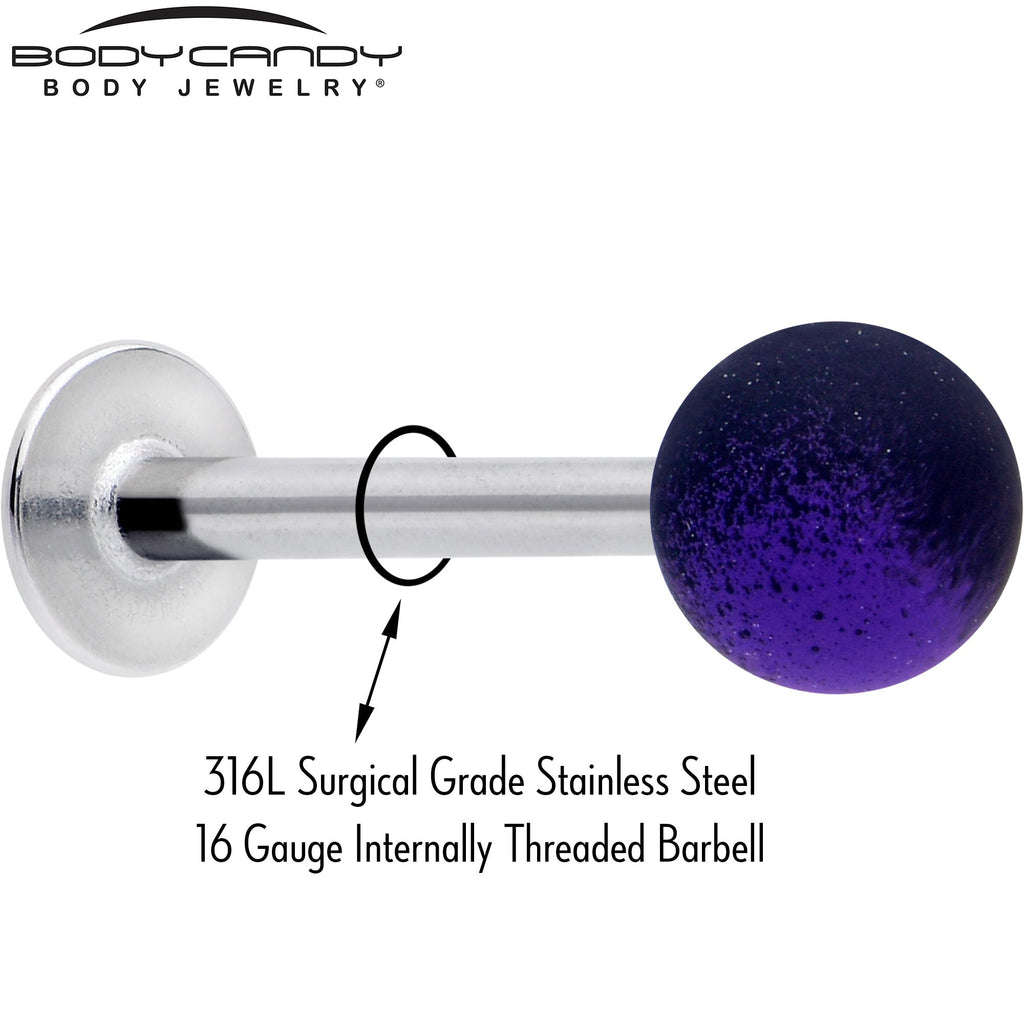 BodyCandy 16G 3/8 Ombre Purple Black Soft Finish Labret Monroe Tragus — detail close-up