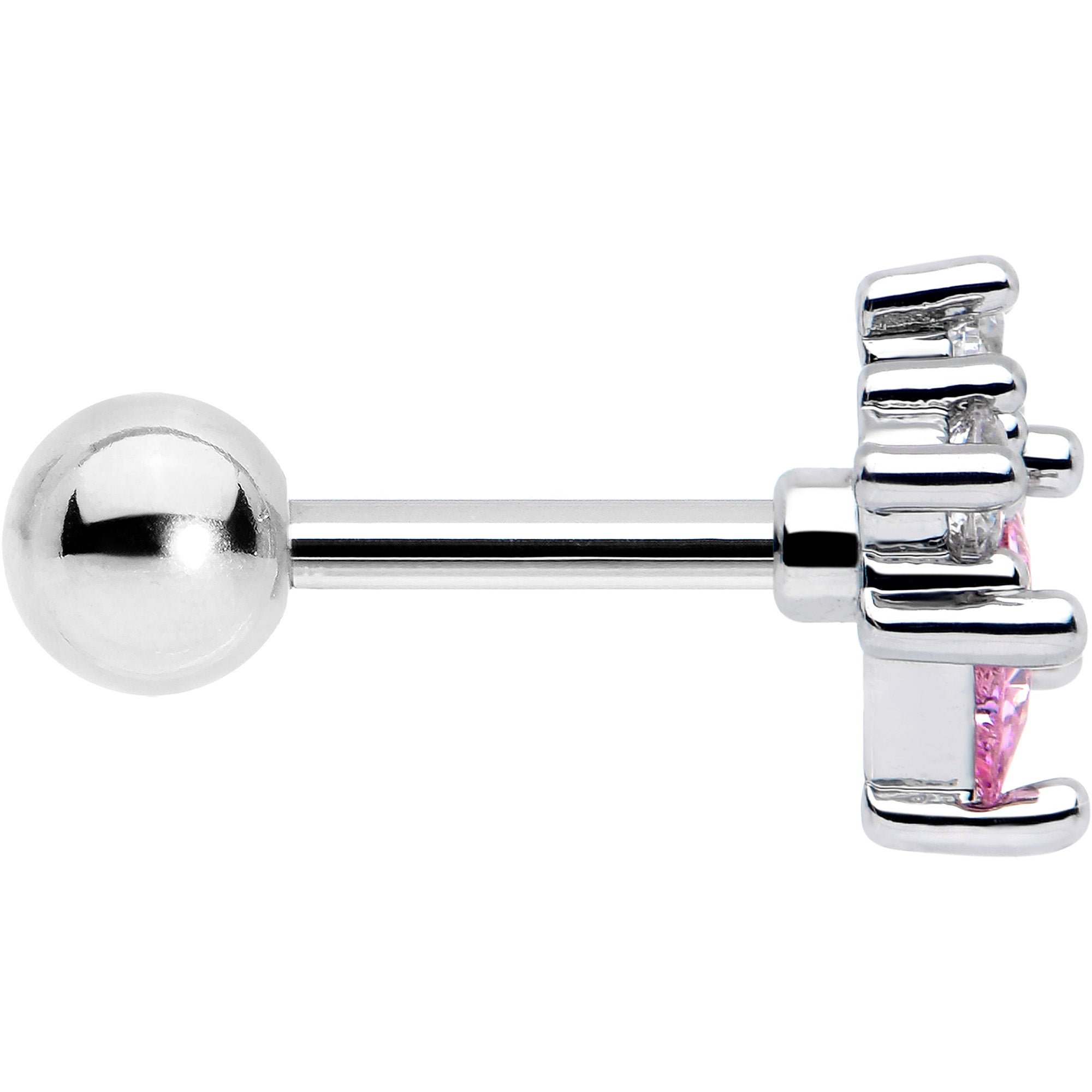BodyCandy 16G 1/4 Pink Clear CZ Gem Rhombus Riot Cartilage Tragus Earring — side view