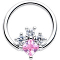 BodyCandy 16G 3/8 Pink Clear CZ Gem Rhombus Riot BCR Captive Ring — main product shot